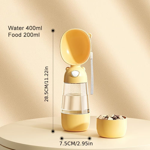 600ml Portable 2-in-1 Pet Water Bottle & Food Cup for Outings